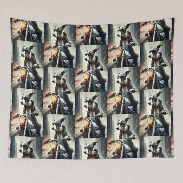 Item preview, Pet Portrait of a Cool Retired Greyhound Dog Riding a Motorcycle designed and sold by TheTrendsDesk.