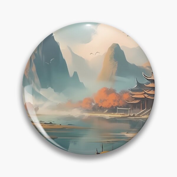Aperçu de l'œuvre Village de pêcheurs chinois niché à flanc de montagne créée et vendue par SingularityGeek.