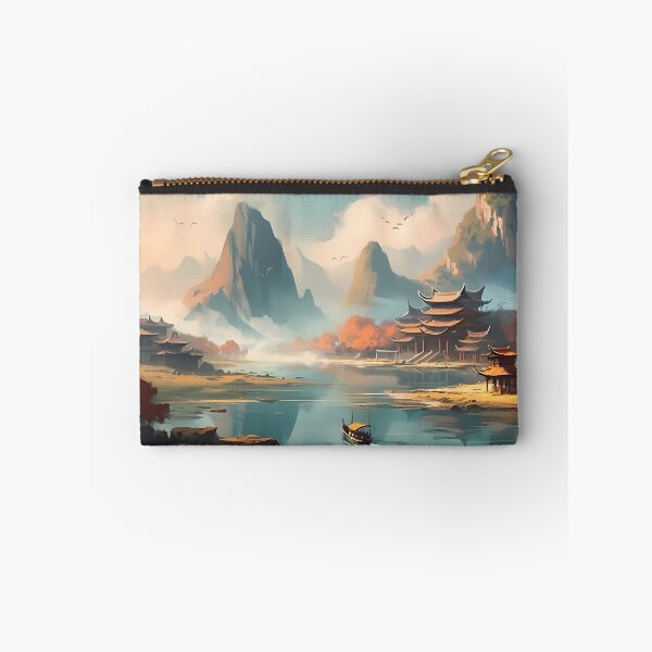 Aperçu de l'œuvre Village de pêcheurs chinois niché à flanc de montagne créée et vendue par SingularityGeek.