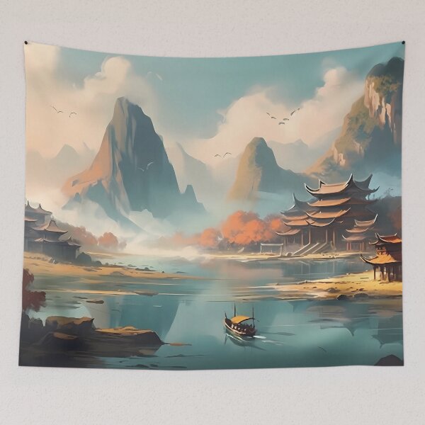 Item preview, Chinese fishing village nestled on mountain slopes designed and sold by SingularityGeek.