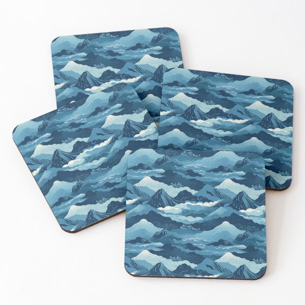 Item preview, Beautiful Blue Japanese Mountains Wagara Pattern designed and sold by StudioTokyo.