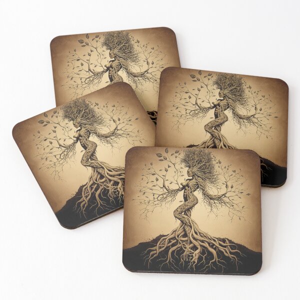 Item preview, Sepia Tree Goddess Series, Dryad, Dancing, Left-facing. v1 designed and sold by Emberoot.