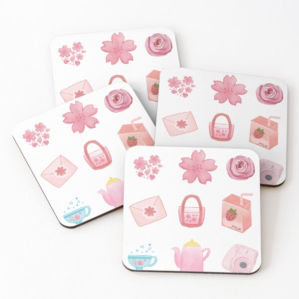 Item preview, Spring has finally arrived. Watercolor Sticker Pack Pink Sakura,Petal,Rose watercolor,tea,kettle, love letter,strawberry milk,vintage camera designed and sold by spaceopy.