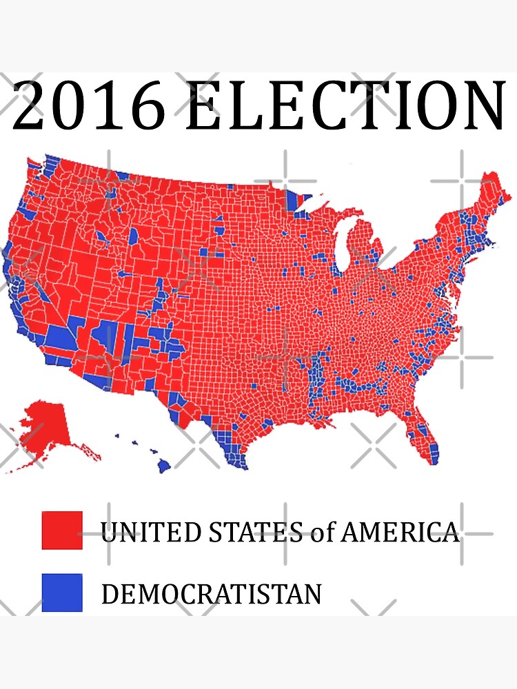 Election Map Of 2016 Presidential Election By County Art Print By   Flat,750x,075,f Pad,750x1000,f8f8f8.u5 