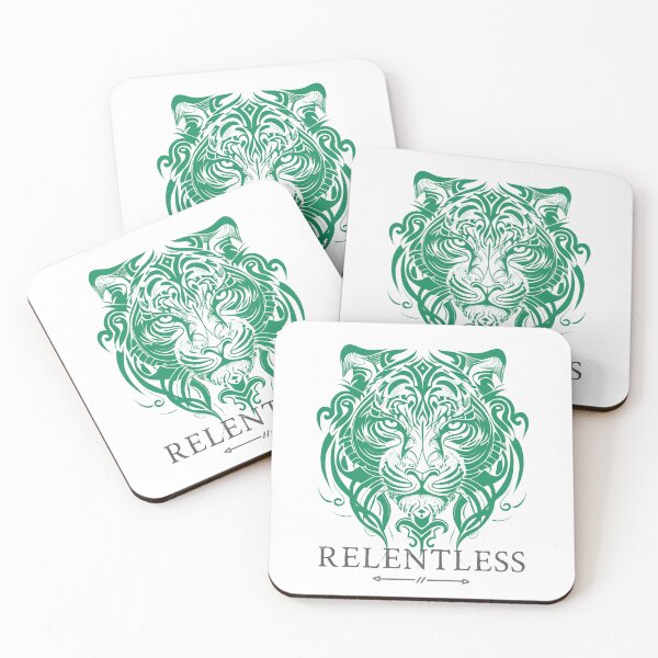 Item preview, Relentless Tattoo Tribal Tiger Face in Green - Make a Bold Statement designed and sold by ShadowAndSlate.
