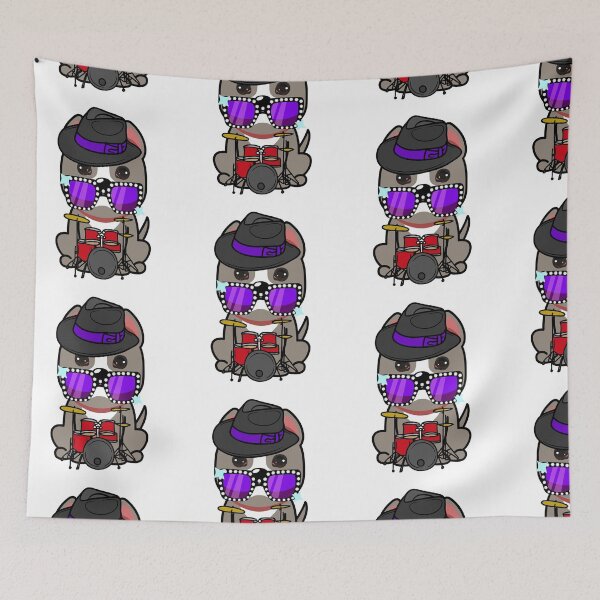 Item preview, Rock and roll Grey Dog playing drums designed and sold by Pet Station.