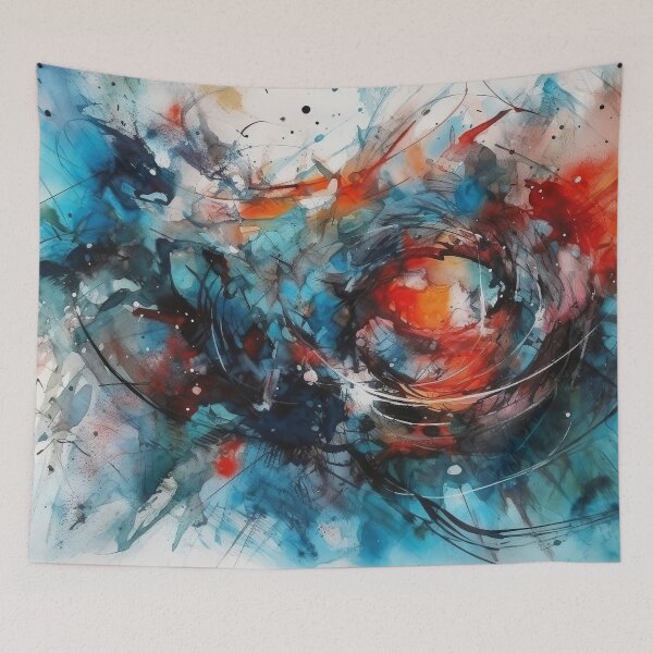Item preview, Spiraling Colors: Blue, Orange, and Black Abstract Oil Painting designed and sold by Paintings By Simon .