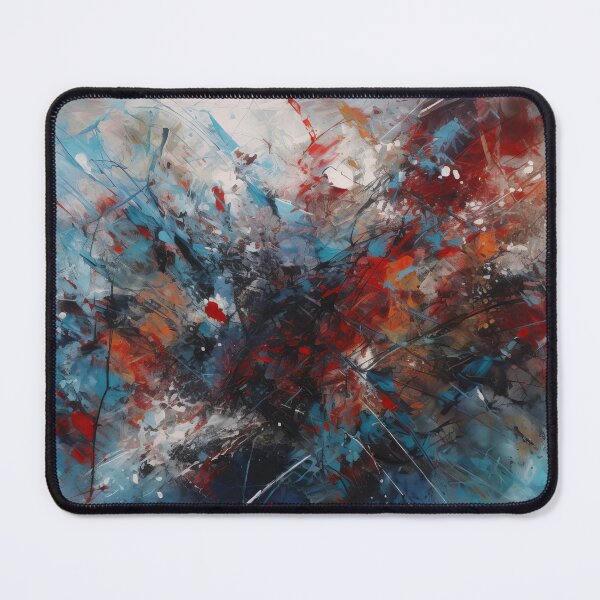 Item preview, Sharp Contrasts: Red, Blue, and Black Abstract Oil Painting with Sharp Lines designed and sold by Paintings By Simon .