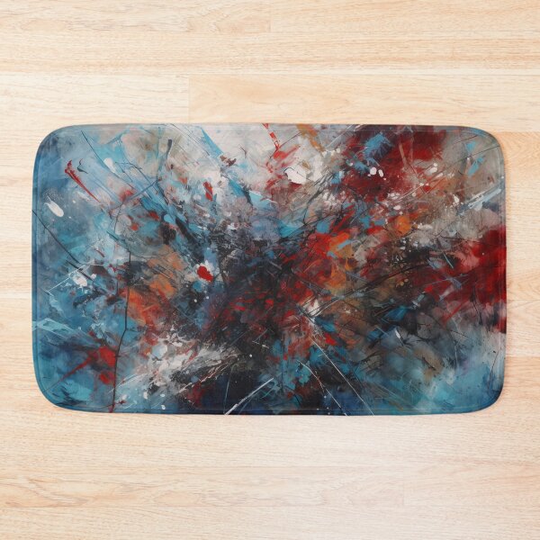 Item preview, Sharp Contrasts: Red, Blue, and Black Abstract Oil Painting with Sharp Lines designed and sold by Paintings By Simon .