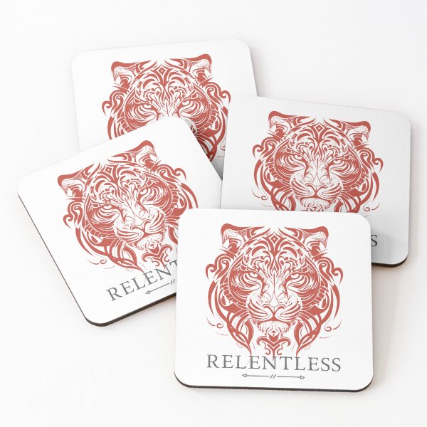Item preview, Relentless Tattoo Tribal Tiger Face in Red - Make a Bold Statement designed and sold by ShadowAndSlate.