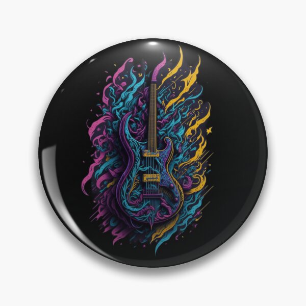 Item preview, Rock and roll highly detailed colorful graffiti illustration of a electric guitar designed and sold by ValleyDream.
