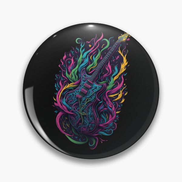 Item preview, Rock and roll highly detailed colorful graffiti illustration of a electric guitar designed and sold by ValleyDream.