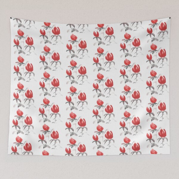 Item preview, Red flowers. Japan traditional ink painting. designed and sold by Alexandra Iv..