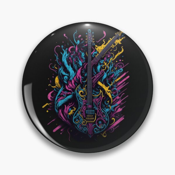 Item preview, Rock and roll highly detailed colorful graffiti illustration of a electric guitar designed and sold by ValleyDream.