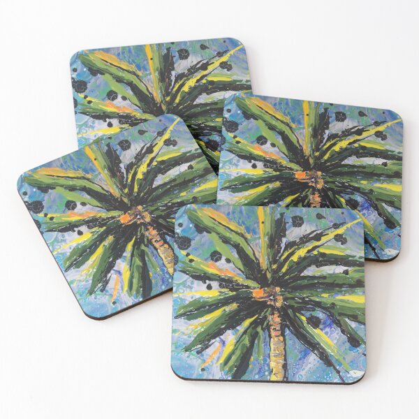 Item preview, Palm Tree Painting on Blue Abstract Background designed and sold by NikkofTime.
