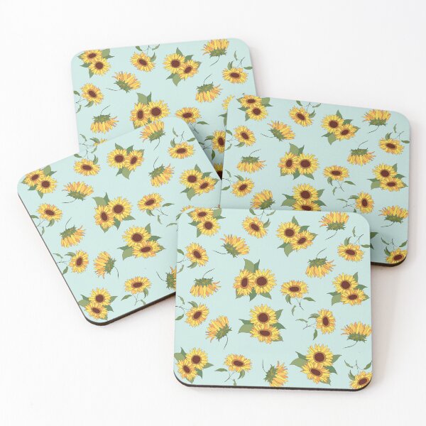 Item preview, Sunflower pattern with turquoise designed and sold by HajnalkArt.