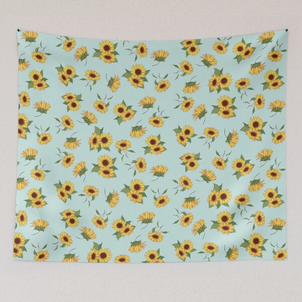 Item preview, Sunflower pattern with turquoise designed and sold by HajnalkArt.
