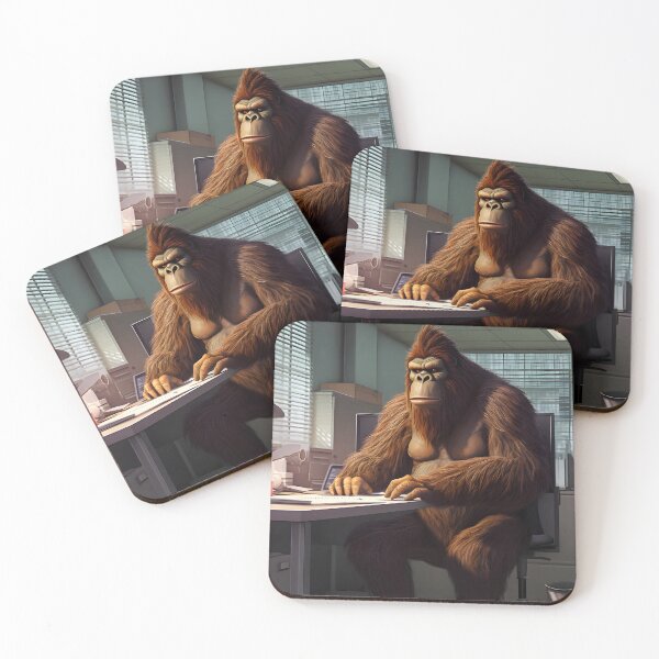 Item preview, Giant orangutan working long hours in the office designed and sold by SingularityGeek.