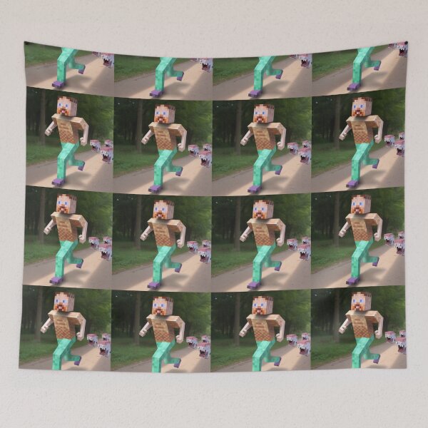 Item preview, Steve running away from zombie pigs designed and sold by mooonstyle.