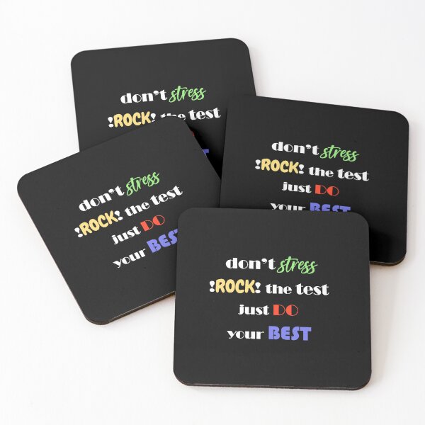 Item preview, dont stress !rock! the test just do your best (white and colorful) #testday designed and sold by EmeraldeaArt.