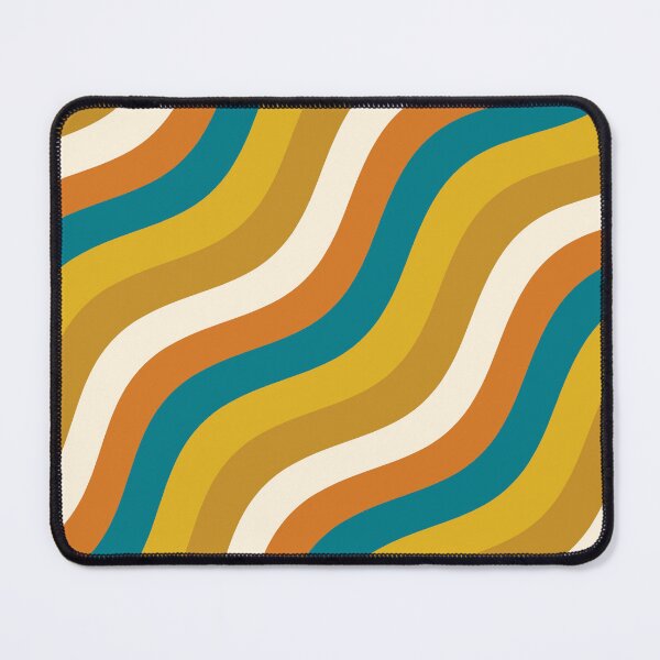 Item preview, Wobbly Pop Stripes Retro Modern Diagonal Pattern Teal Blue Mustard Ochre designed and sold by kierkegaard.