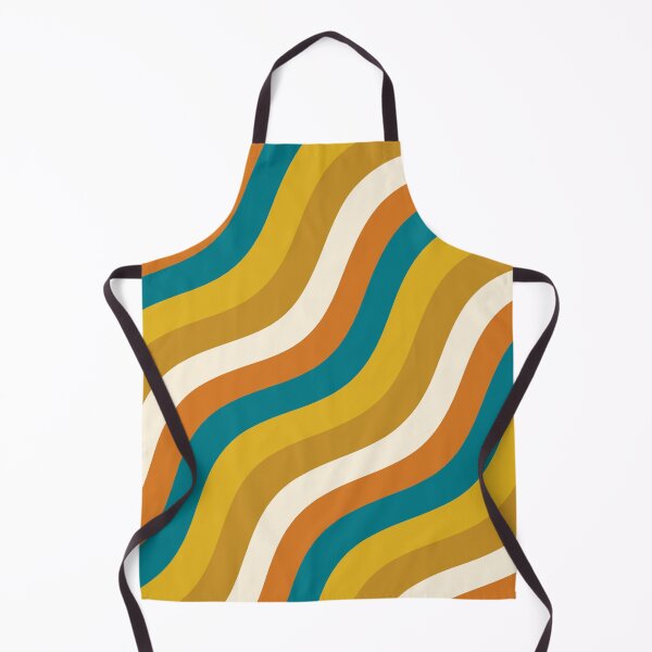 Item preview, Wobbly Pop Stripes Retro Modern Diagonal Pattern Teal Blue Mustard Ochre designed and sold by kierkegaard.