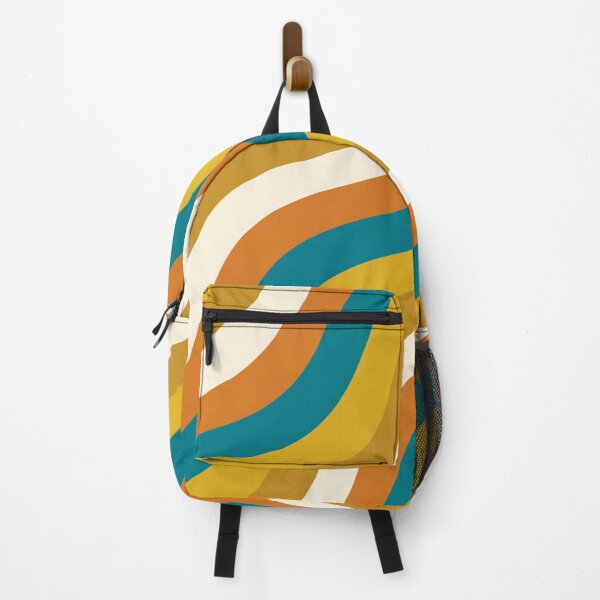 Item preview, Wobbly Pop Stripes Retro Modern Diagonal Pattern Teal Blue Mustard Ochre designed and sold by kierkegaard.