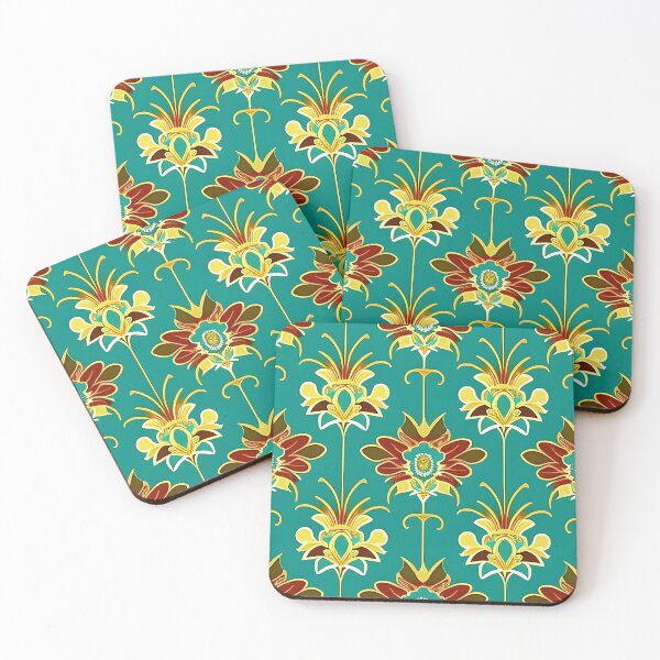 Item preview, Turquoise Blue Floral  Gatsby Art Deco Inspired Patterns  designed and sold by Tamas Das.