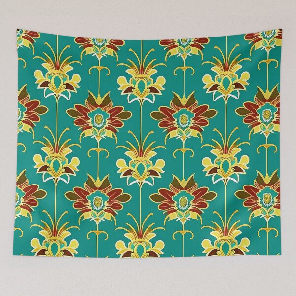 Item preview, Turquoise Blue Floral  Gatsby Art Deco Inspired Patterns  designed and sold by Tamas Das.