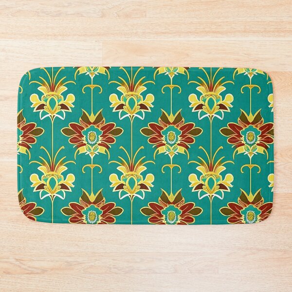 Item preview, Turquoise Blue Floral  Gatsby Art Deco Inspired Patterns  designed and sold by Tamas Das.