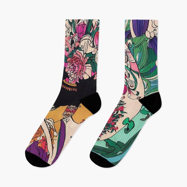 Item preview, Japanese woman with a bouquet designed and sold by jsebouvi.