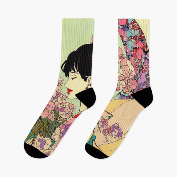 Item preview, Japanese woman and her bouquet designed and sold by jsebouvi.