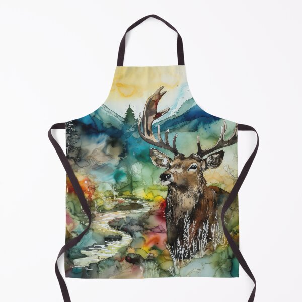 Item preview, Spring Stag by the river designed and sold by artgoldenvalley.