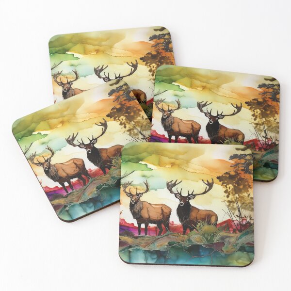 Item preview, Two old Stags before rutting designed and sold by artgoldenvalley.
