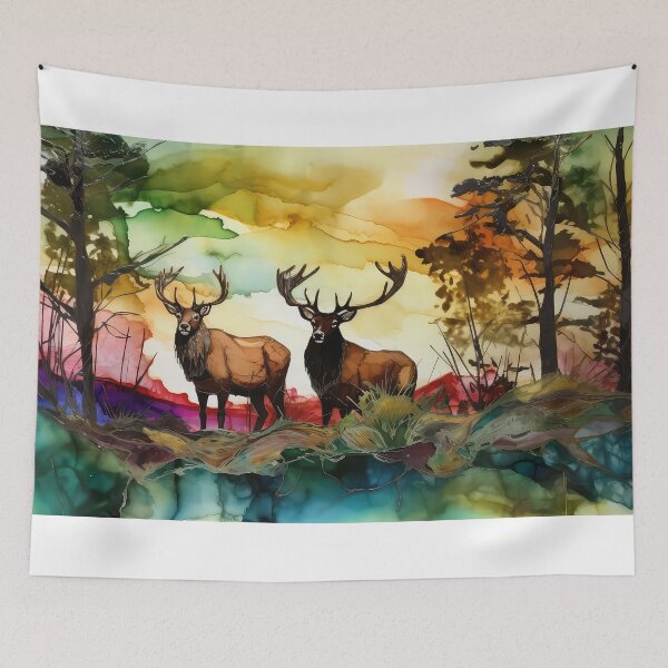 Item preview, Two old Stags before rutting designed and sold by artgoldenvalley.
