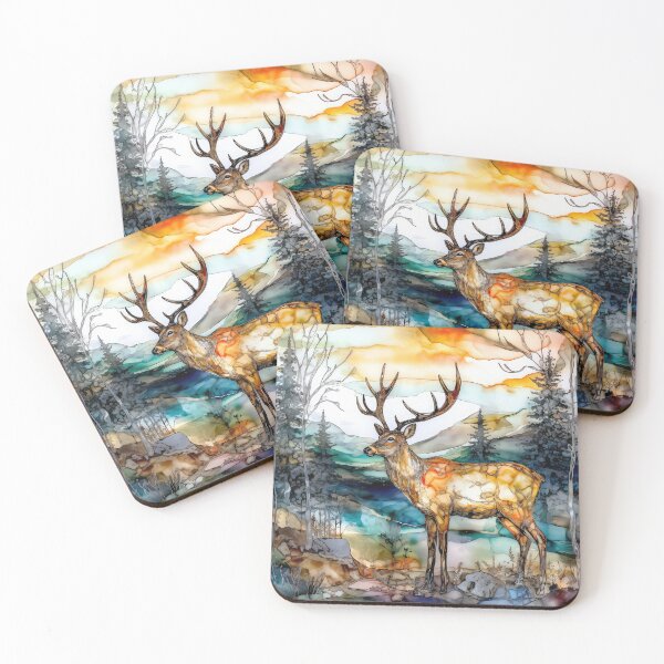 Item preview, Deer in Inky Waters designed and sold by artgoldenvalley.