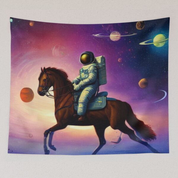 Item preview, Astronaut Riding the Horse in Celestial Waves in the Universe designed and sold by MagnifiqueMind.