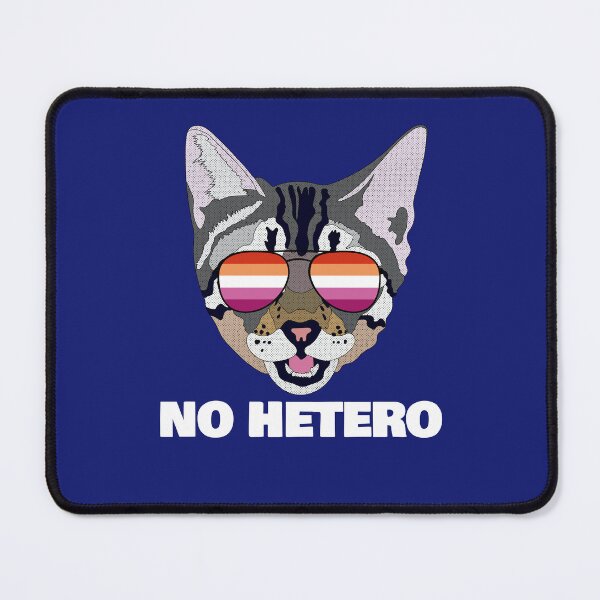 Item preview, NO HETERO - Funny Cat Lesbian Pride Flag Quote designed and sold by Lightfield.