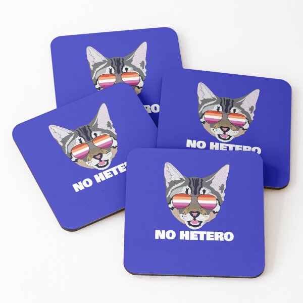 Artikelvorschau, NO HETERO – Lustiges Zitat zur Lesben-Pride-Flagge mit Katze entworfen und verkauft von Lightfield.