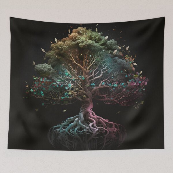 Item preview, Tree of Life - Bodhi Tree: Colorful Eastern Artwork for Spiritual and Mindful Home or Office Decor designed and sold by MedusaAiArt.