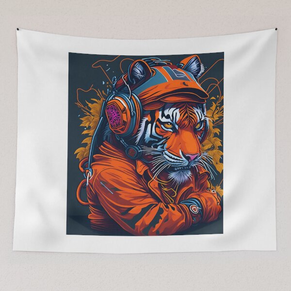 Item preview, Vector Tiger Print| Tiger as DJ| Artificial Intelligence| A.I Design designed and sold by RedArtG09.