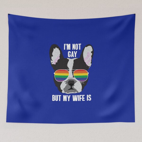Item preview, I'M NOT GAY BUT MY WIFE IS - Funny Boston Terrier Dog Gay Pride Flag designed and sold by Lightfield.