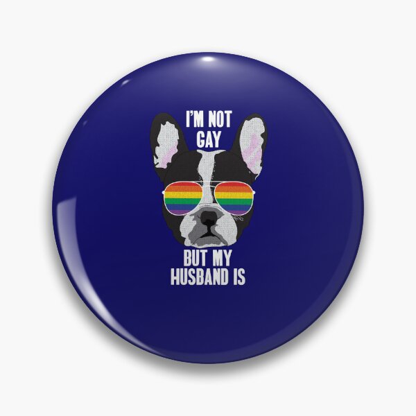 Item preview, I'M NOT GAY BUT MY HUSBAND IS - Funny Boston Terrier Dog Gay Pride Flag designed and sold by Lightfield.