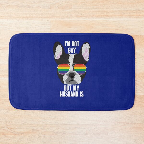 Item preview, I'M NOT GAY BUT MY HUSBAND IS - Funny Boston Terrier Dog Gay Pride Flag designed and sold by Lightfield.