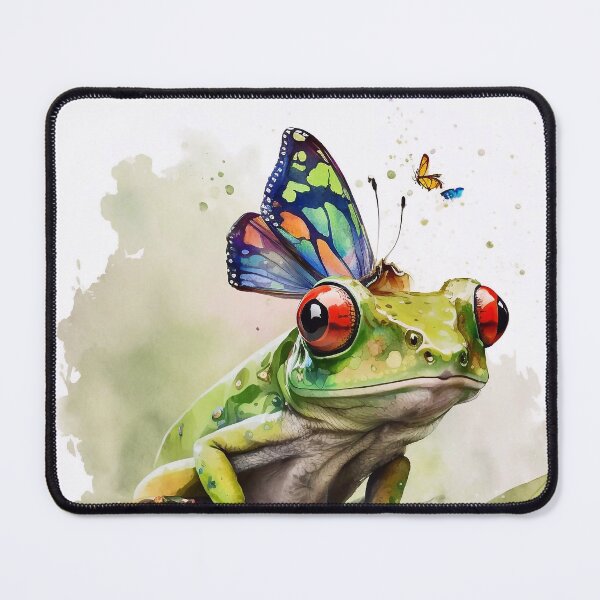 Item preview, Frog with a butterfly on his head designed and sold by knuppify.