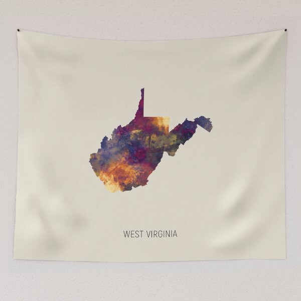 Aperçu de l'œuvre West Virginia Watercolor Map créée et vendue par ArtPrints.