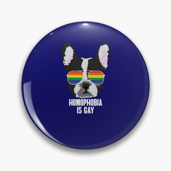 Item preview, HOMOPHOBIA IS GAY - Funny Boston Terrier Dog Gay Pride Flag designed and sold by Lightfield.