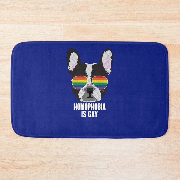 Item preview, HOMOPHOBIA IS GAY - Funny Boston Terrier Dog Gay Pride Flag designed and sold by Lightfield.