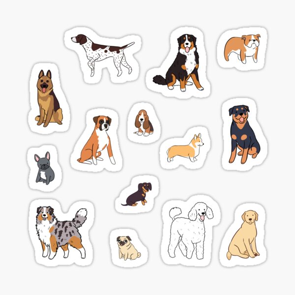 "Cute cartoon dogs breeds pack for dog lovers " Sticker for Sale by