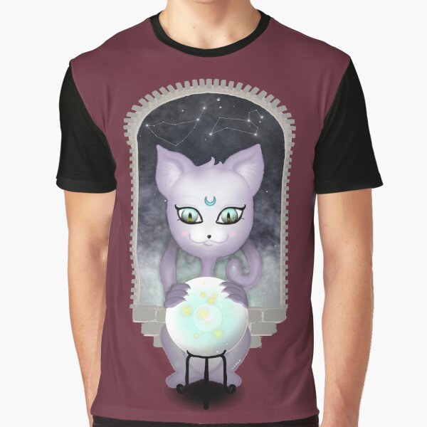 Mystic Miku | Crystal Ball & Zodiac | Wine Red Graphic T-Shirt